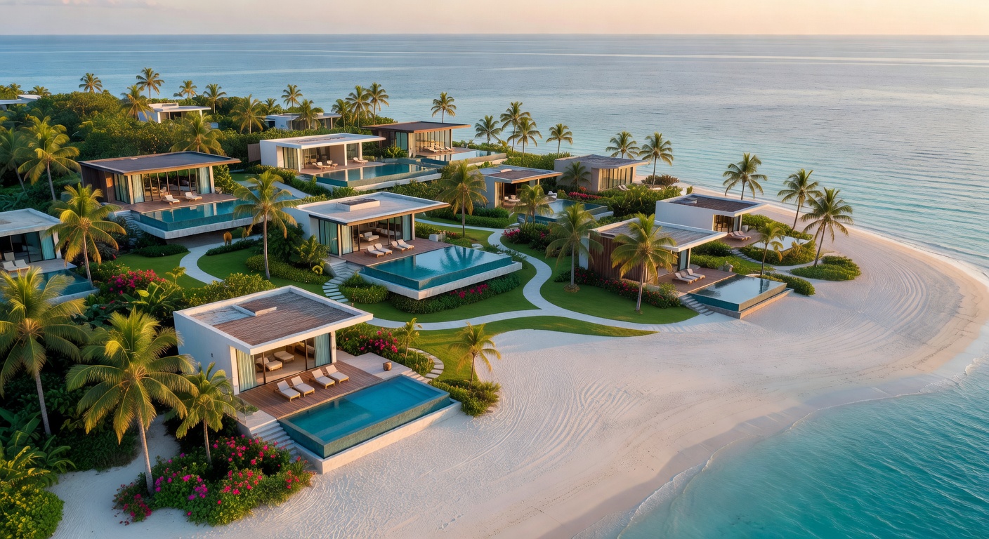 Aerial view of the modern letsplaysprnt luxury resort